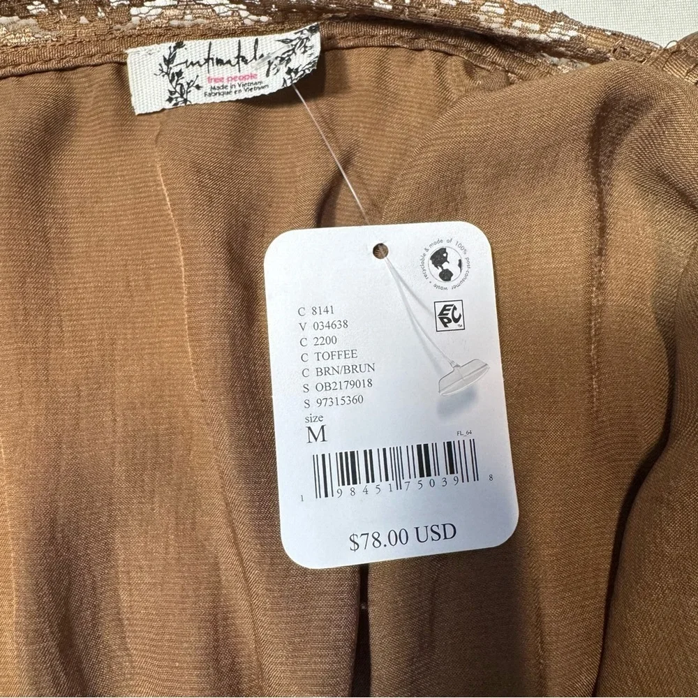 NWT New Free People Tell Me More Toffee Brown Bodysuit Size M